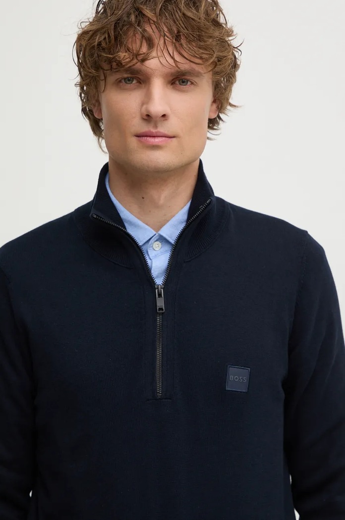 BOSS Orange sweter z domieszką wełny Kanobix_S granatowy 50527585