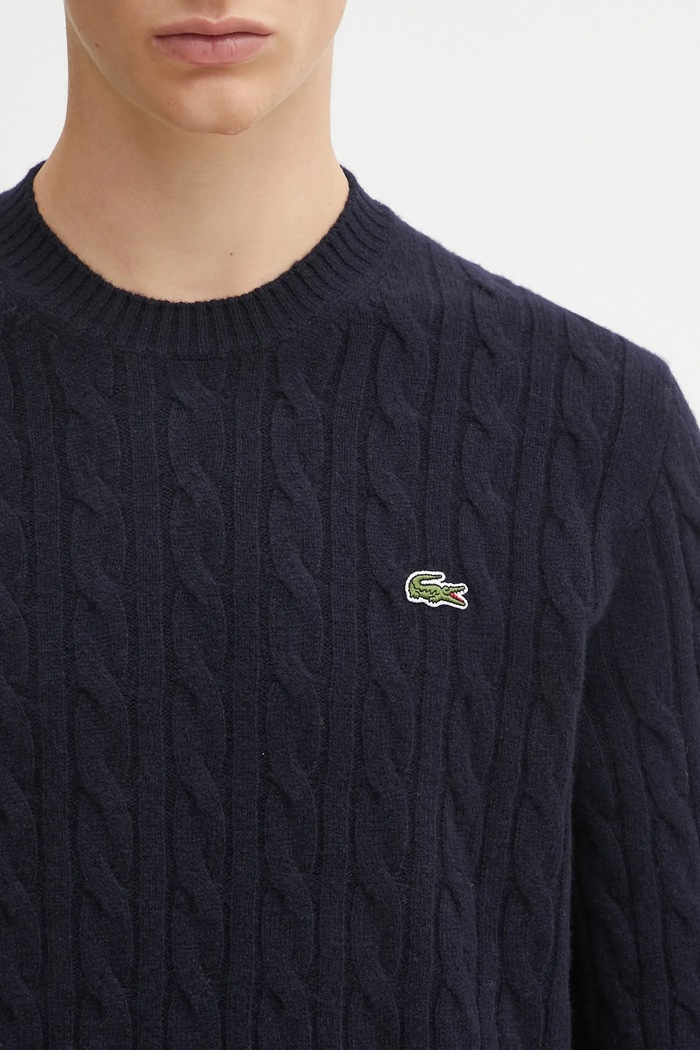 Шерстяной свитер Lacoste Lacoste AH2924 тёмно-синий