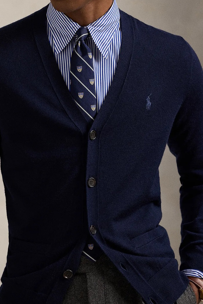 Vlnený kardigán Polo Ralph Lauren RWS-Longsleeve tmavomodrá 710946144