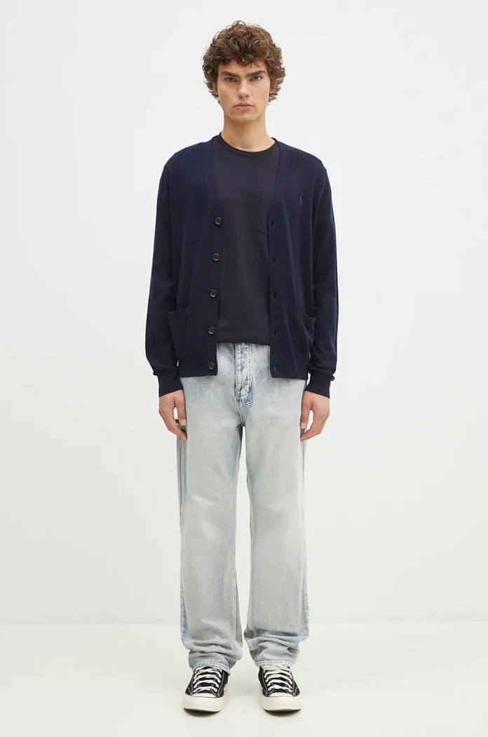 Vlnený kardigán Polo Ralph Lauren RWS-Longsleeve 710946144 tmavomodrá