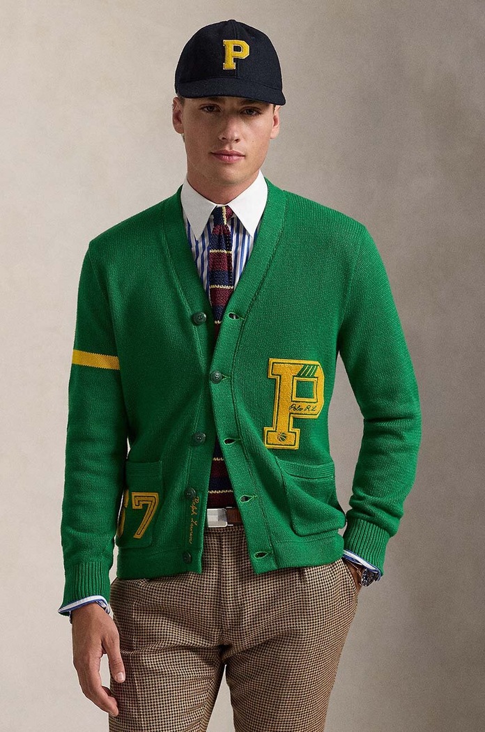 Polo Ralph Lauren cardigan in cotone Longsleeve scollo a V verde 710949299