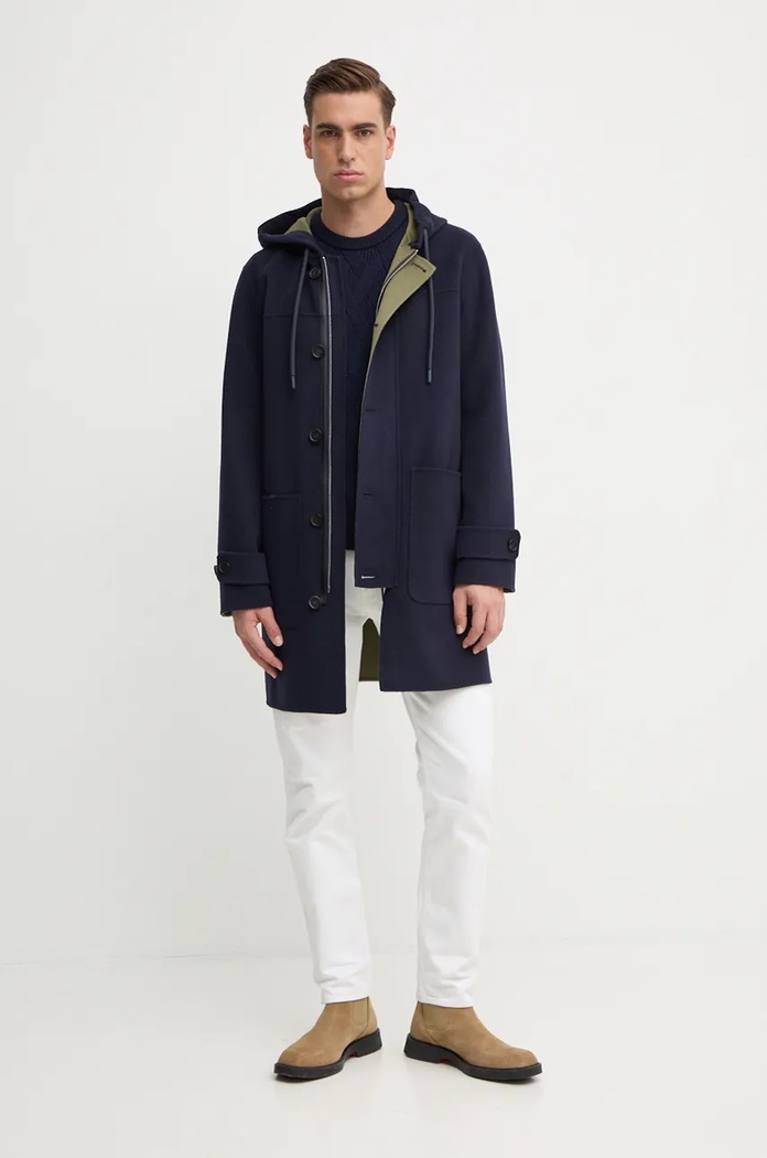 BOSS sweter wełniany 50526895 granatowy AW24