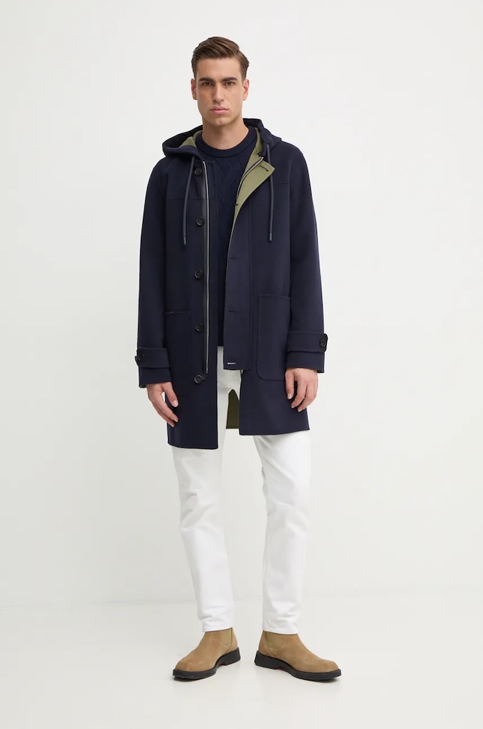 BOSS sweter wełniany 50526895 granatowy AW24