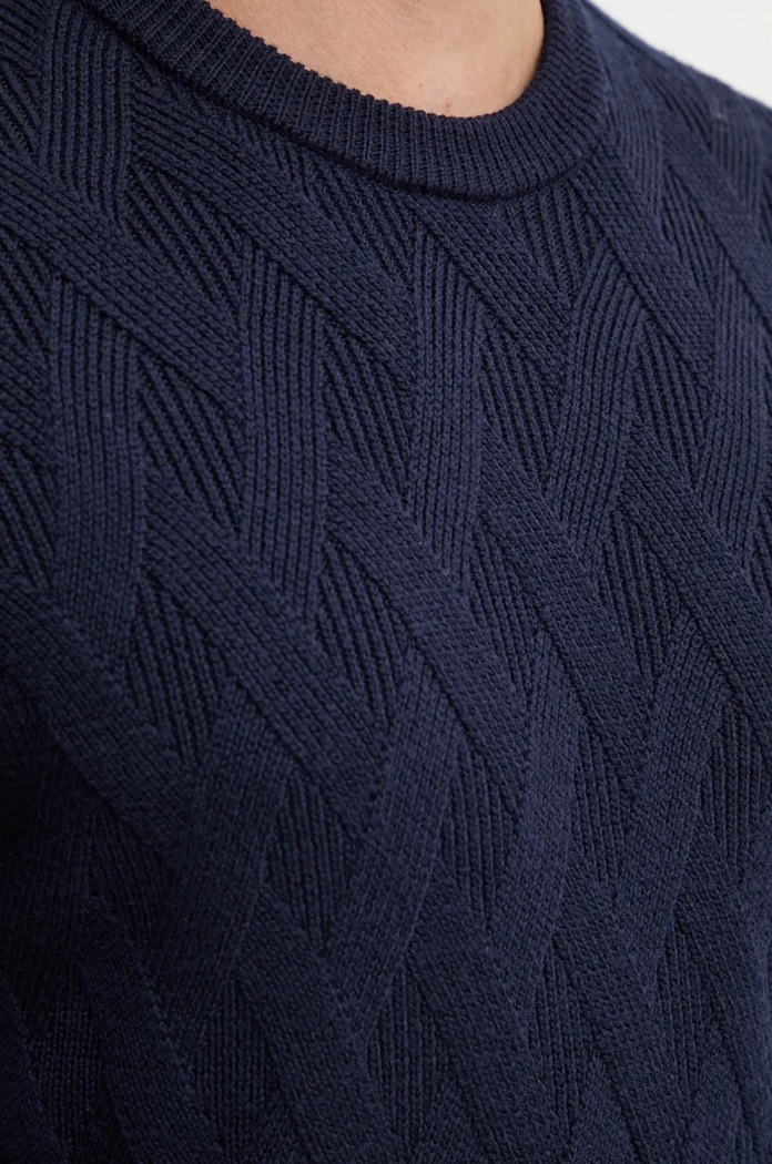 BOSS sweter wełniany 50526895 granatowy