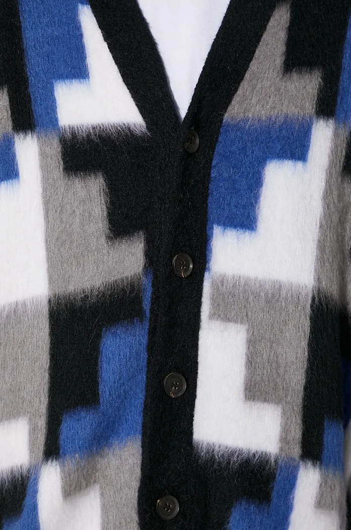 Kardigan s primjesom vune Marcelo Burlon AOP Damier Cross Knit Cardigan siva CMHB001F24KNI0010645