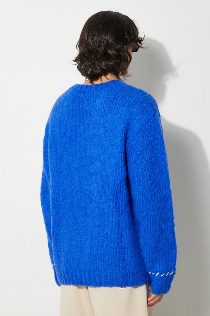 Ruházat Marcelo Burlon gyapjúkeverék pulóver Cross Block Knit Comfort Crew CMHE035F24KNI0054501 sötétkék