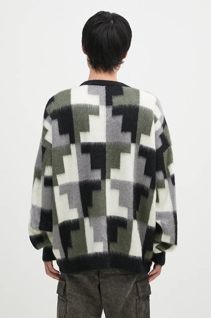 Odjeća pulover s dodatkom mohera Marcelo Burlon AOP Damier Cross Knit Crew CMHE036F24KNI001066E siva