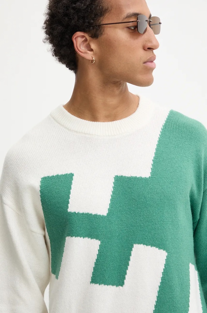 Sweter z domieszką wełny HUGO Blue 50527220 zielony