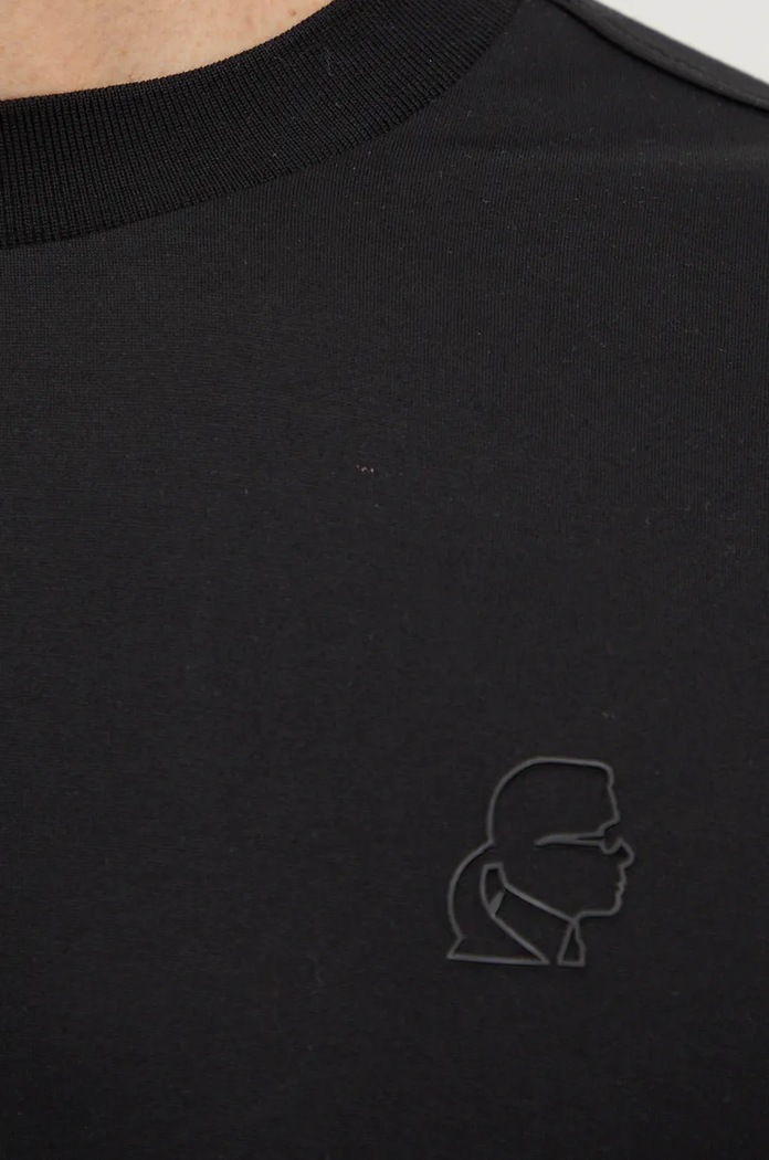 Bavlněné tričko s dlouhým rukávem Karl Lagerfeld 544200.755002 černá