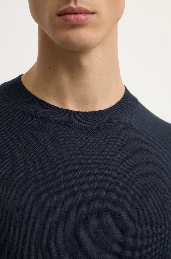 Sisley sweter wełniany 11BAS100Y granatowy
