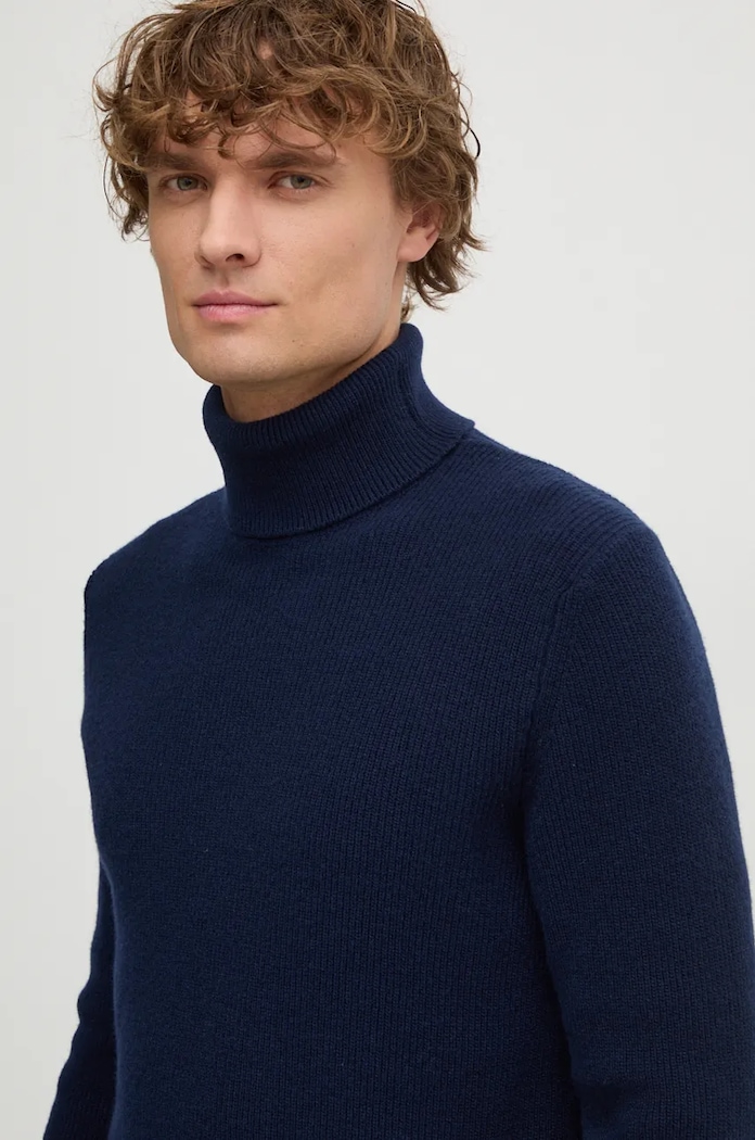 Vlněný svetr Sisley námořnická modř 1044S2007