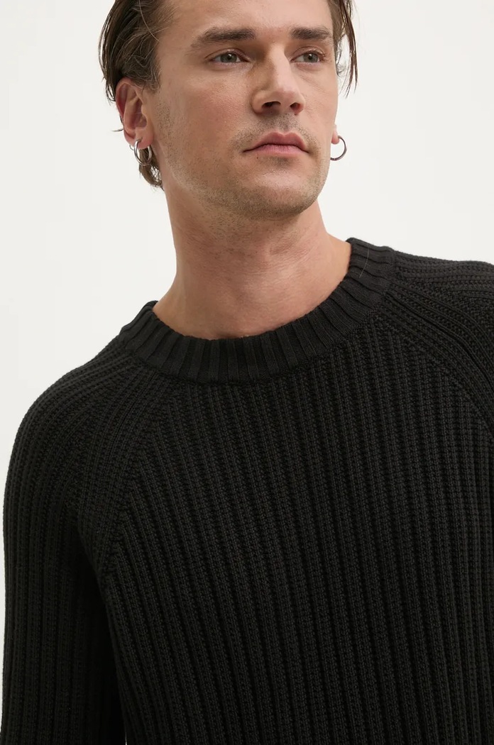 HUGO sweter bawełniany czarny 50527232
