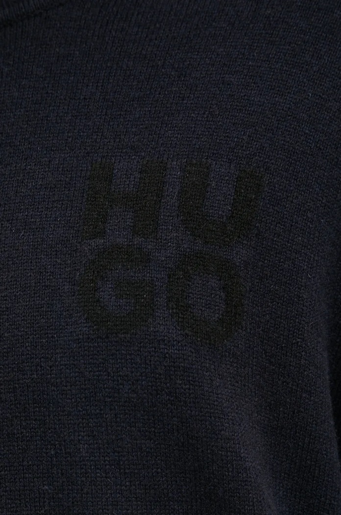 Вовняний светр HUGO 50527327 темно-синій