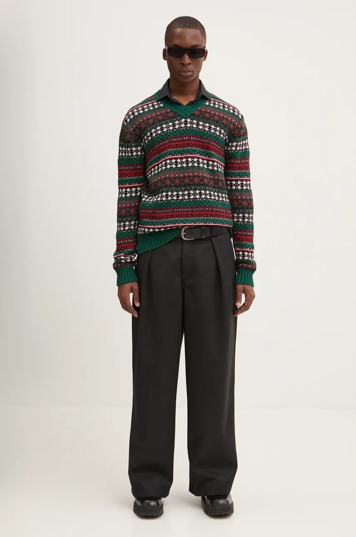 HUGO sweter wełniany 50524563 zielony AW24