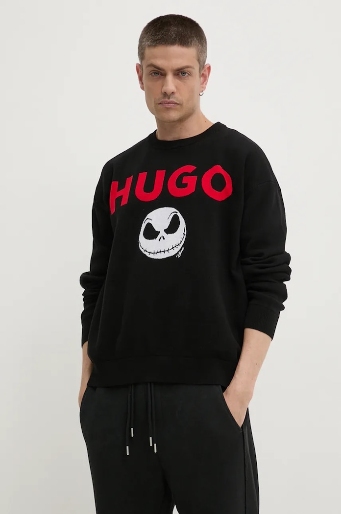 HUGO sweter bawełniany pozostałe czarny 50528298