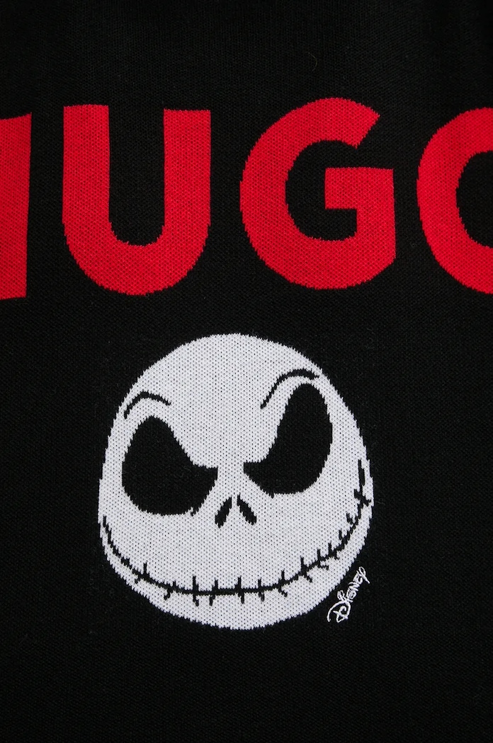 HUGO sweter bawełniany czarny 50528298
