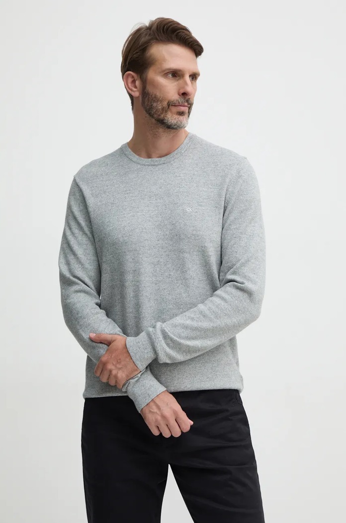 Sveter Calvin Klein okrúhly sivá K10K113410