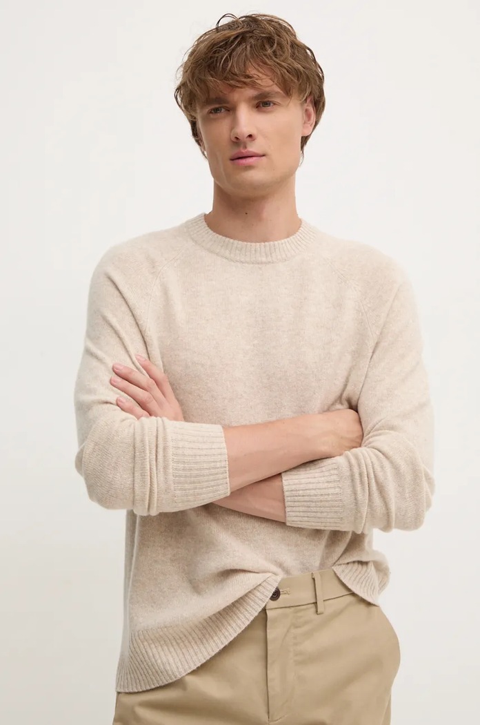 Вълнен пуловер Calvin Klein вълна бежов K10K113388