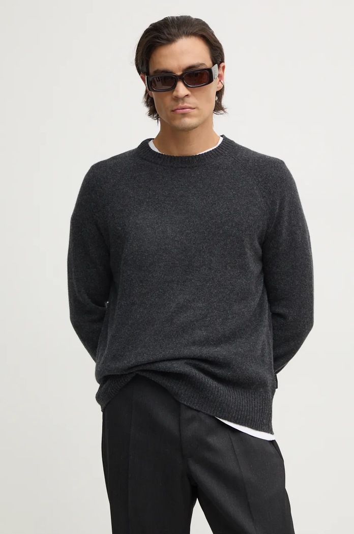 Vlnený sveter Calvin Klein vlna sivá K10K113388
