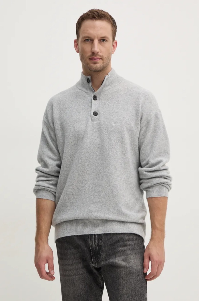 Vlnený sveter Calvin Klein melanž sivá K10K113751