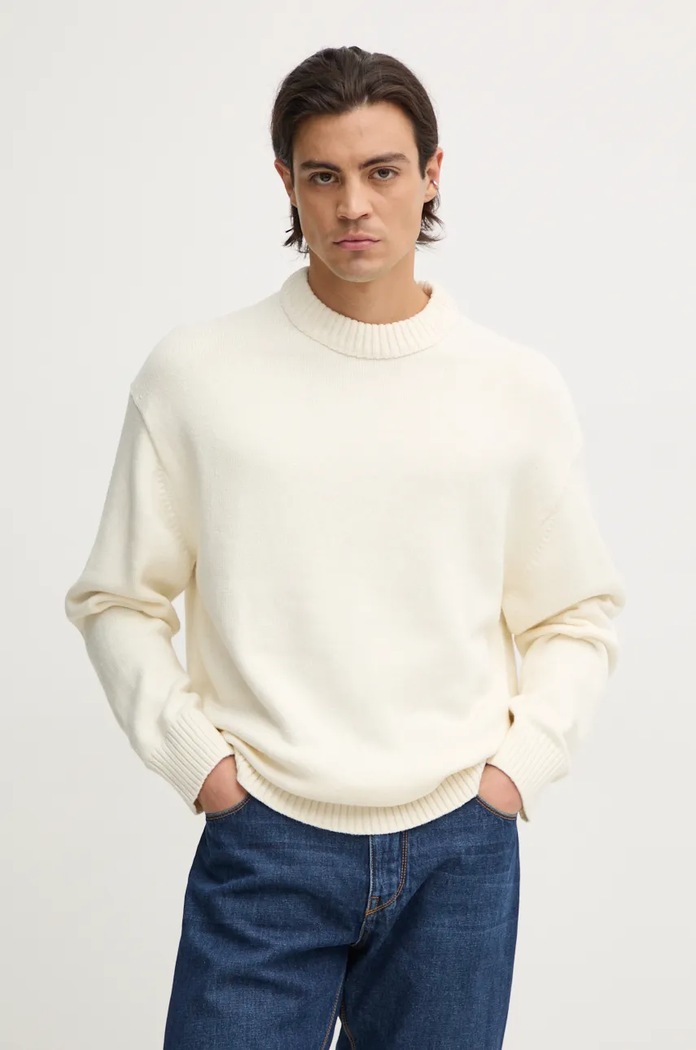 Пуловер с вълна Calvin Klein Jeans J30J326195 бежов AW24
