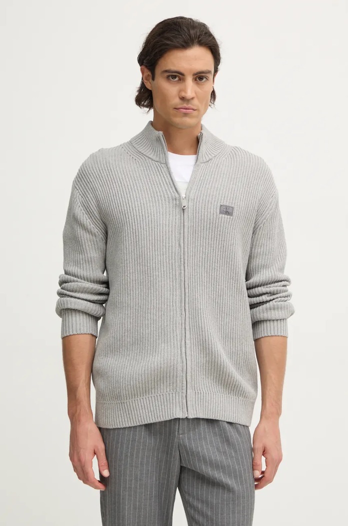 Памучна жилетка Calvin Klein Jeans памук сив J30J326197