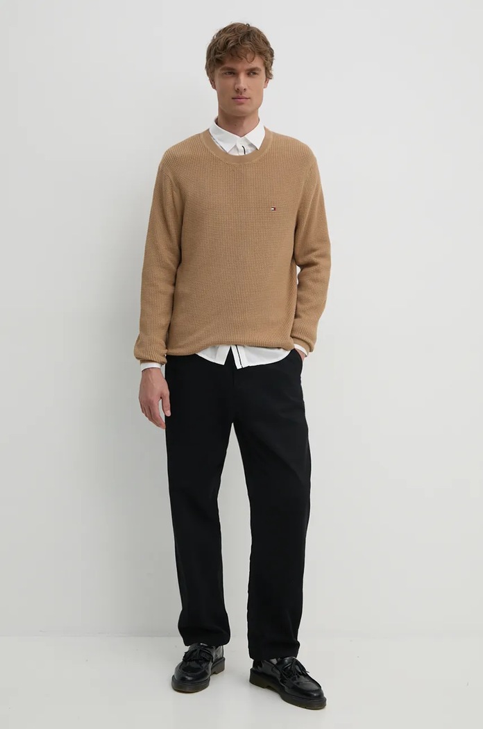 Βαμβακερό πουλόβερ Tommy Hilfiger MW0MW36525 μπεζ NC24