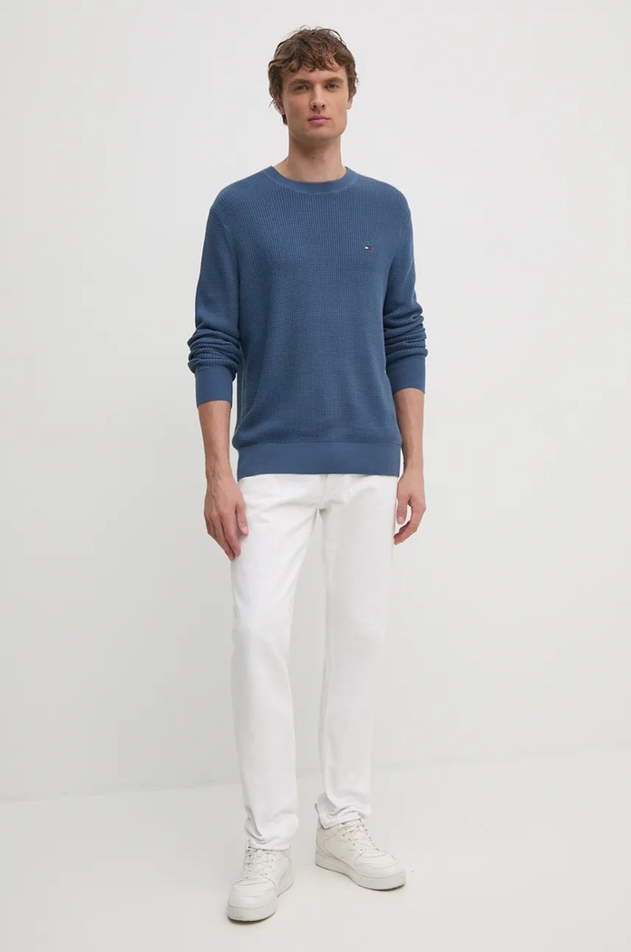 Tommy Hilfiger sweter bawełniany MW0MW36525 niebieski NC24