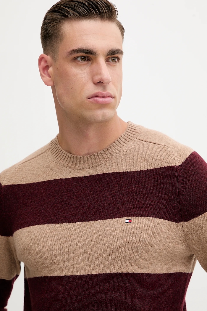 Πουλόβερ Tommy Hilfiger καφέ MW0MW36535