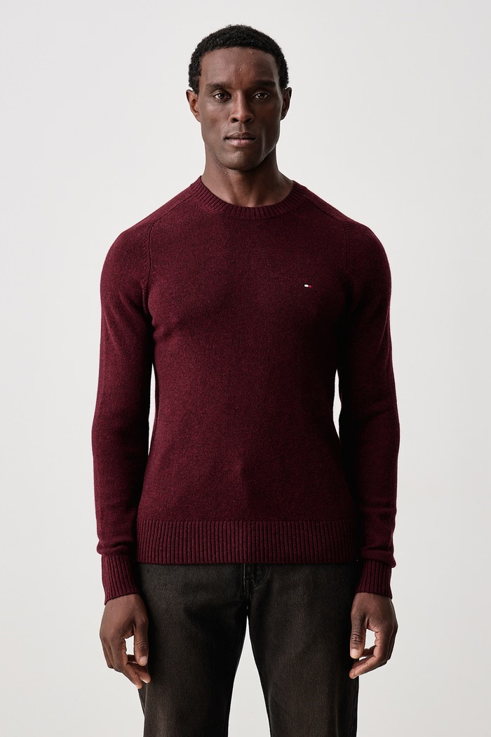 Tommy Hilfiger Pulover moški volnen bordo MW0MW36535