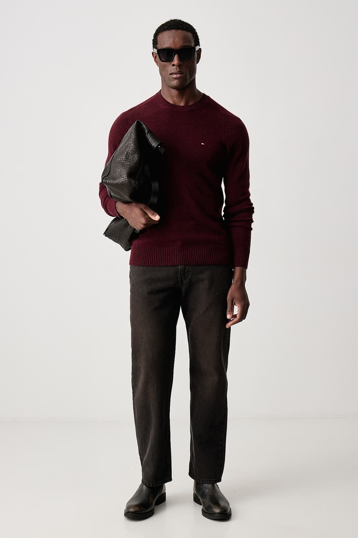 Tommy Hilfiger Pulover moški volnen MW0MW36535 bordo AW25