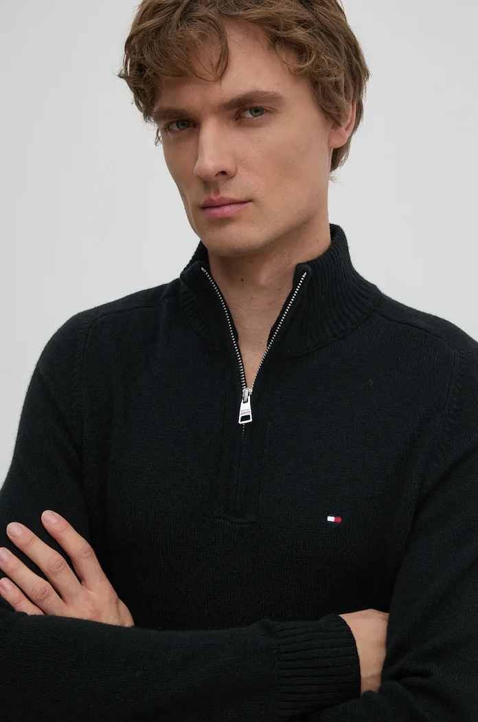 Sweter wełniany Tommy Hilfiger MW0MW36536 czarny