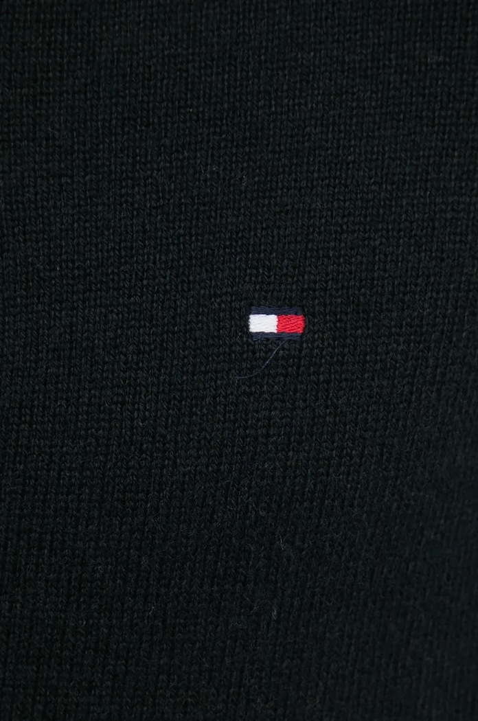 Sweter wełniany Tommy Hilfiger czarny MW0MW36536