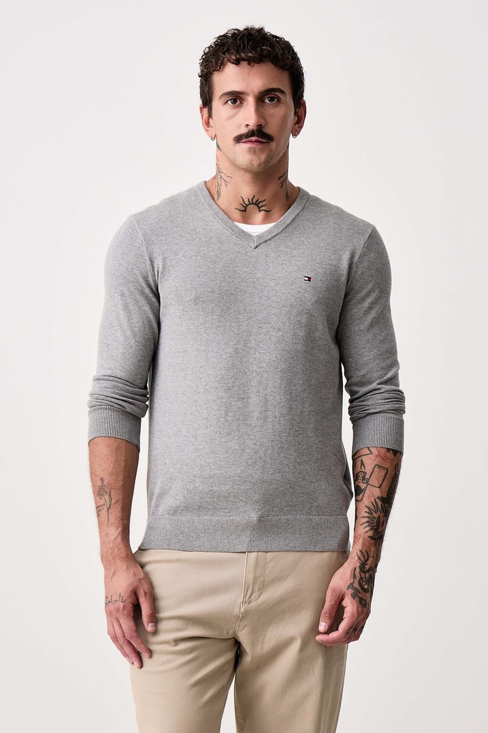 Tommy Hilfiger Sweter męski bawełniany szary MW0MW14745