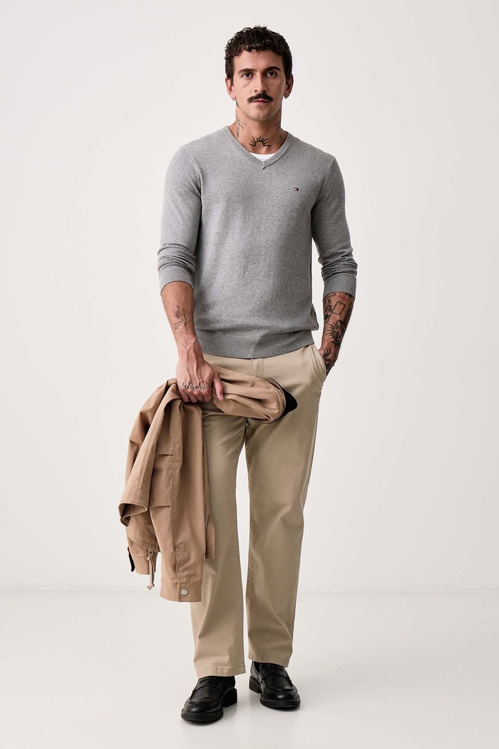 Tommy Hilfiger Sweter męski bawełniany MW0MW14745 szary SS26