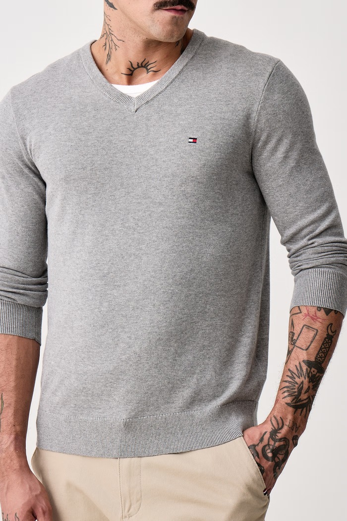 Sweter męski bawełniany Tommy Hilfiger MW0MW14745 szary