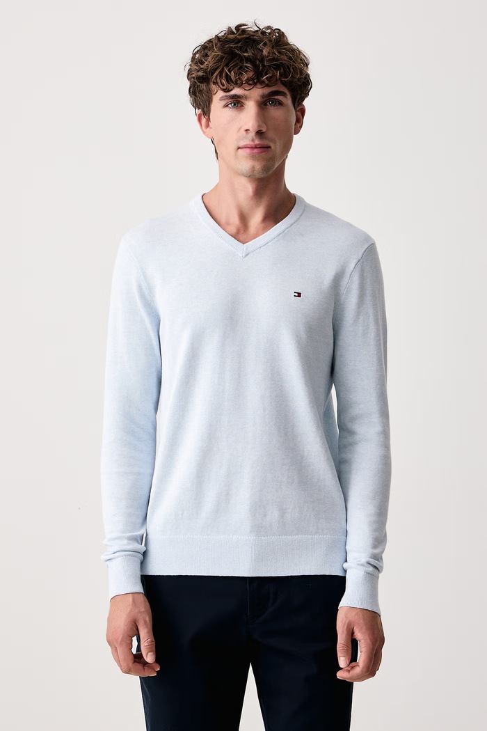 Tommy Hilfiger Sweter męski bawełniany niebieski MW0MW14745