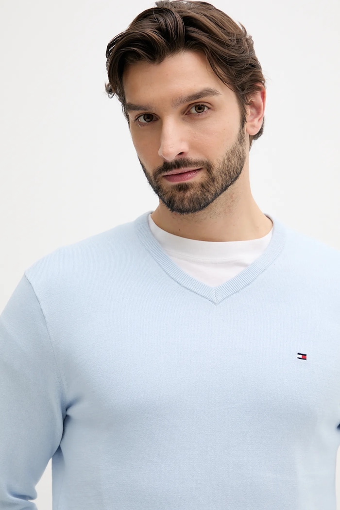Sweter męski bawełniany Tommy Hilfiger MW0MW14745 niebieski