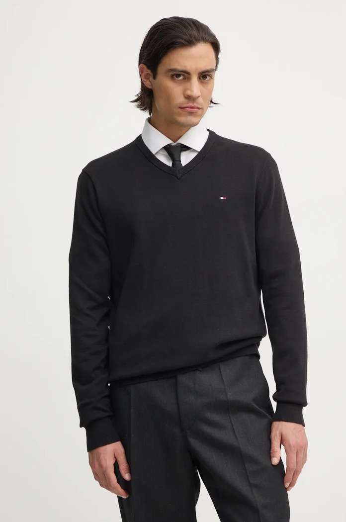 Tommy Hilfiger pulover moški bombažen črna MW0MW14745
