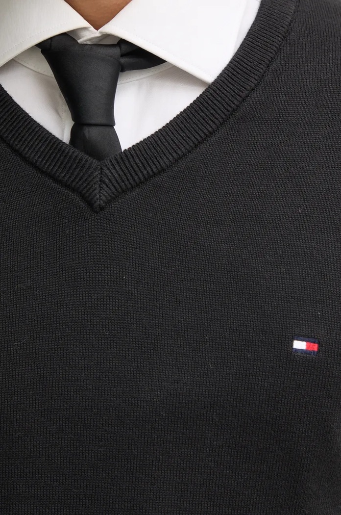 Tommy Hilfiger pulover moški bombažen MW0MW14745 črna