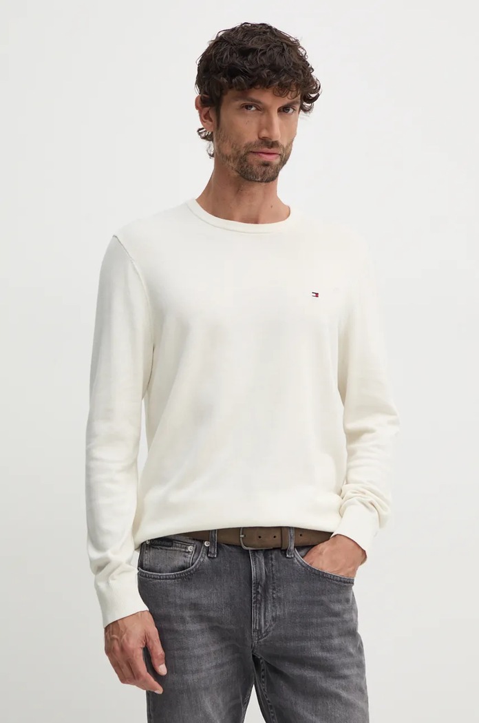 Tommy Hilfiger sweter bawełniany bawełna beżowy MW0MW14748
