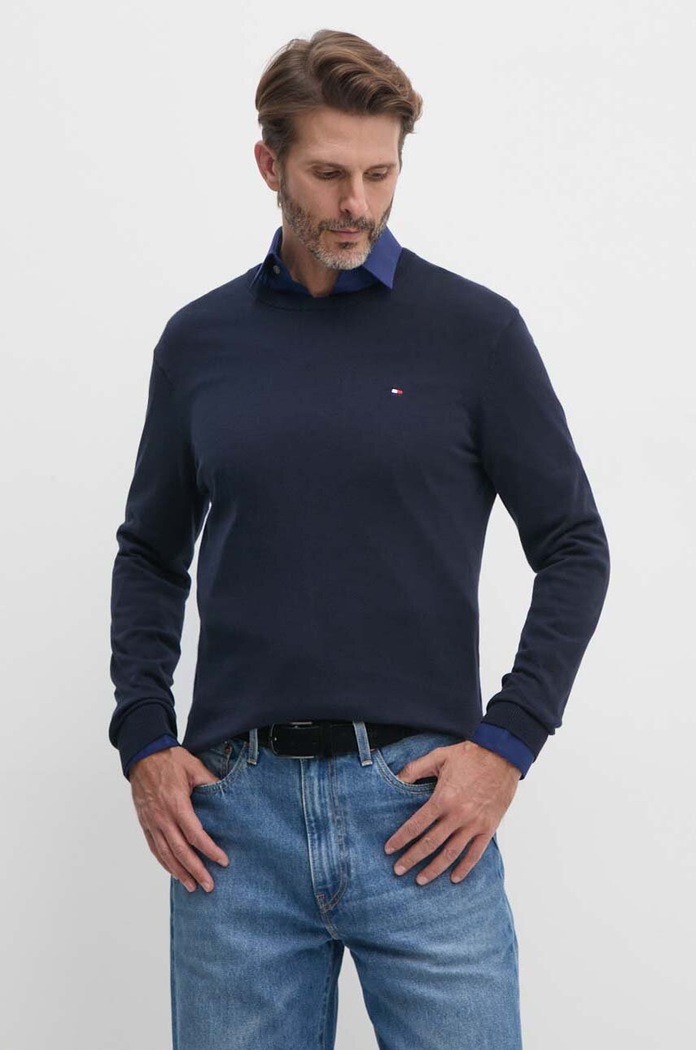 Tommy Hilfiger sweter bawełniany bawełna granatowy MW0MW14748