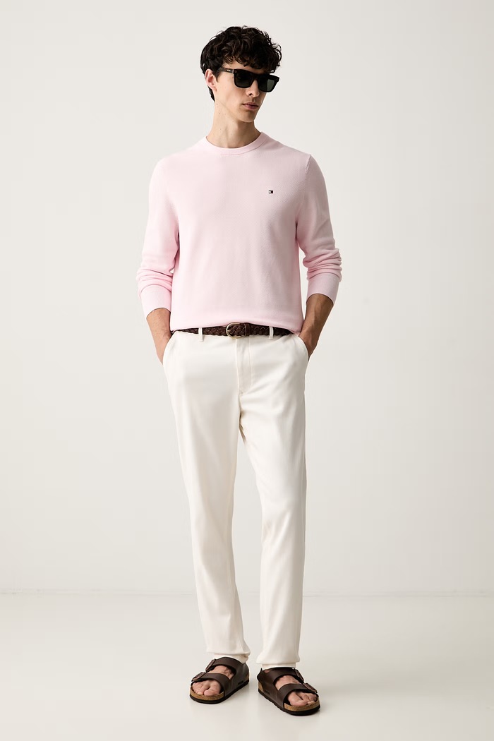 Tommy Hilfiger пуловер мъжки от памук MW0MW36347 розов SS26