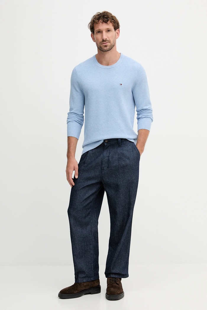 Tommy Hilfiger sweter męski bawełniany MW0MW36347 niebieski SS26