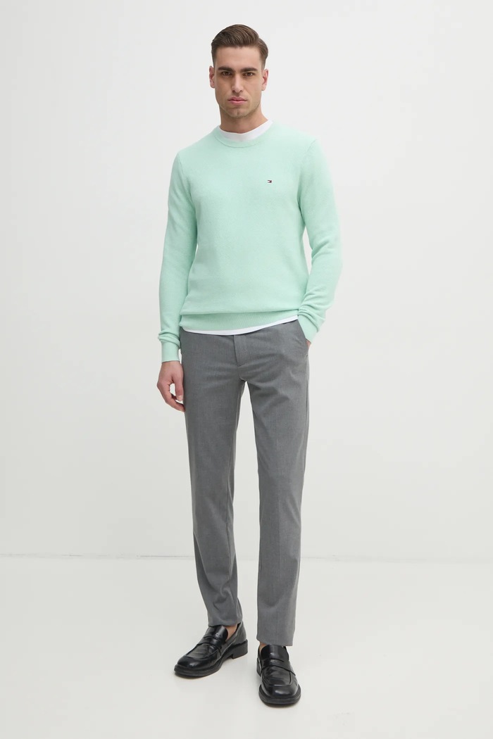 Tommy Hilfiger sveter pánsky bavlnený MW0MW36347 zelená SS26