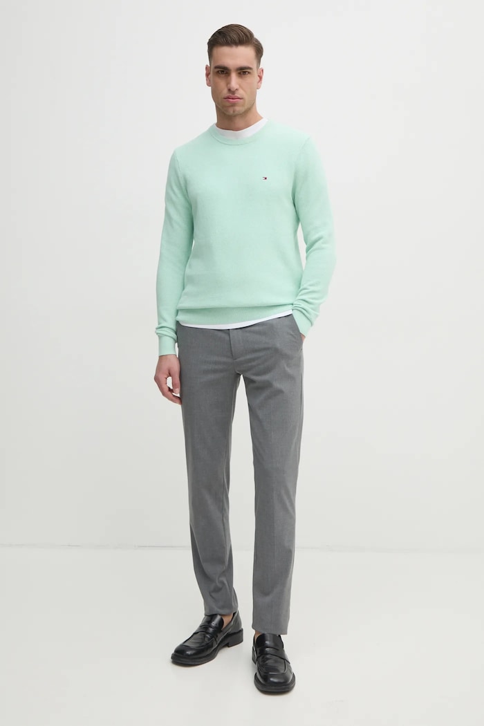 Tommy Hilfiger sveter pánsky bavlnený MW0MW36347 zelená SS26