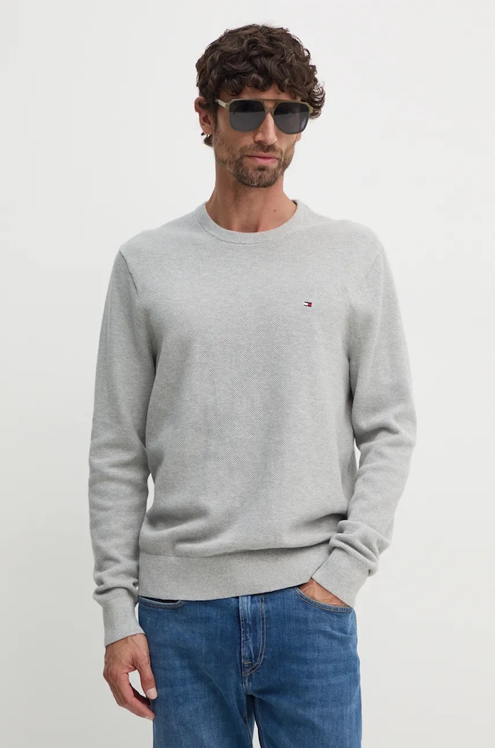 Tommy Hilfiger sweter męski bawełniany bawełna szary MW0MW36347