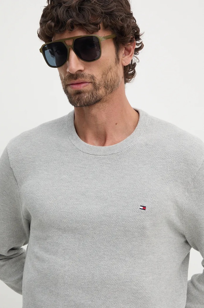 Tommy Hilfiger sweter męski bawełniany szary MW0MW36347