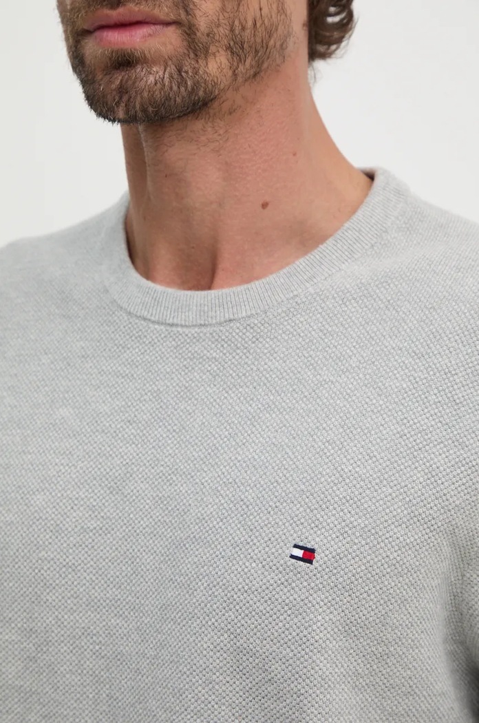 Tommy Hilfiger sweter męski bawełniany MW0MW36347 szary
