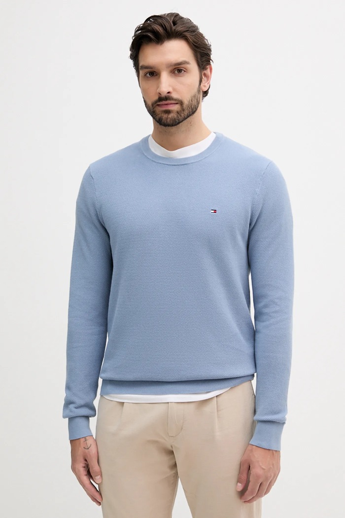 Tommy Hilfiger sveter pánsky bavlnený modrá MW0MW36347